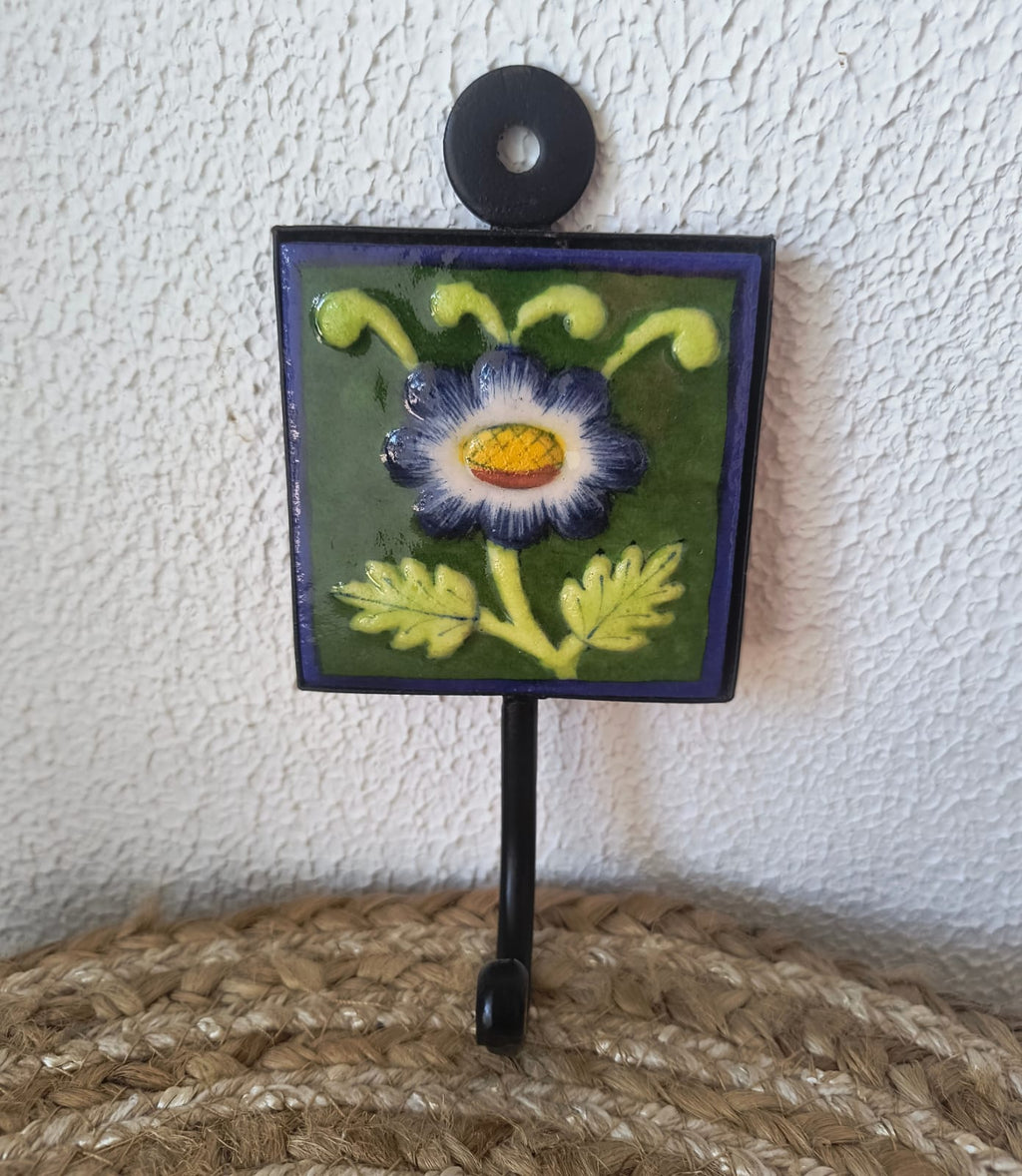 BLUE POTTERY WALL HOOK