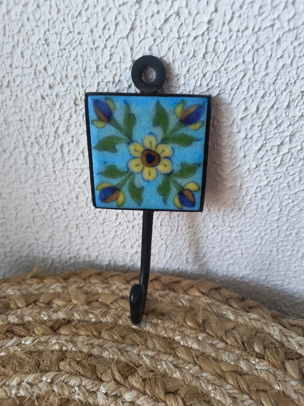 BLUE POTTERY WALL HOOK SMALL