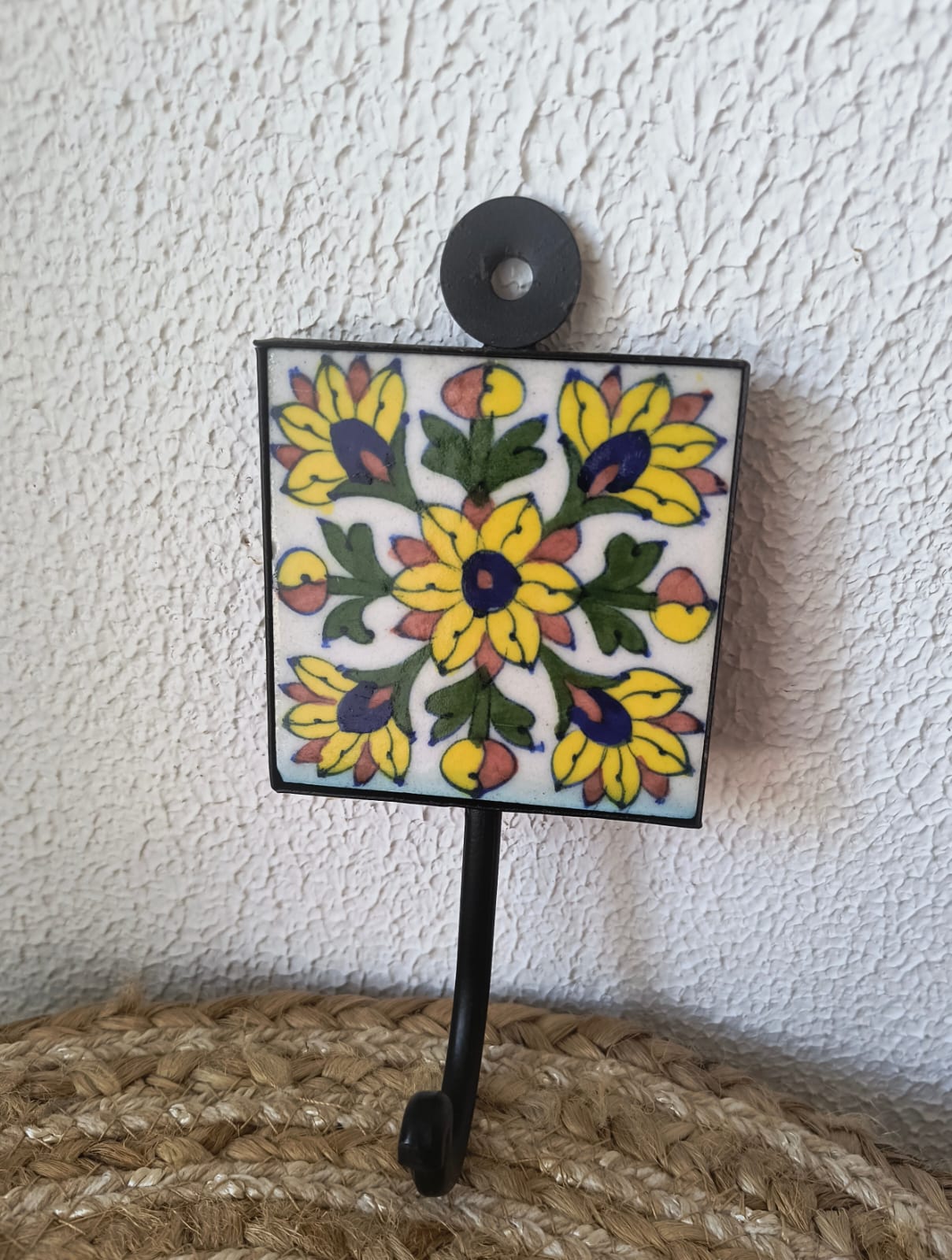 BLUE POTTERY WALL HOOK