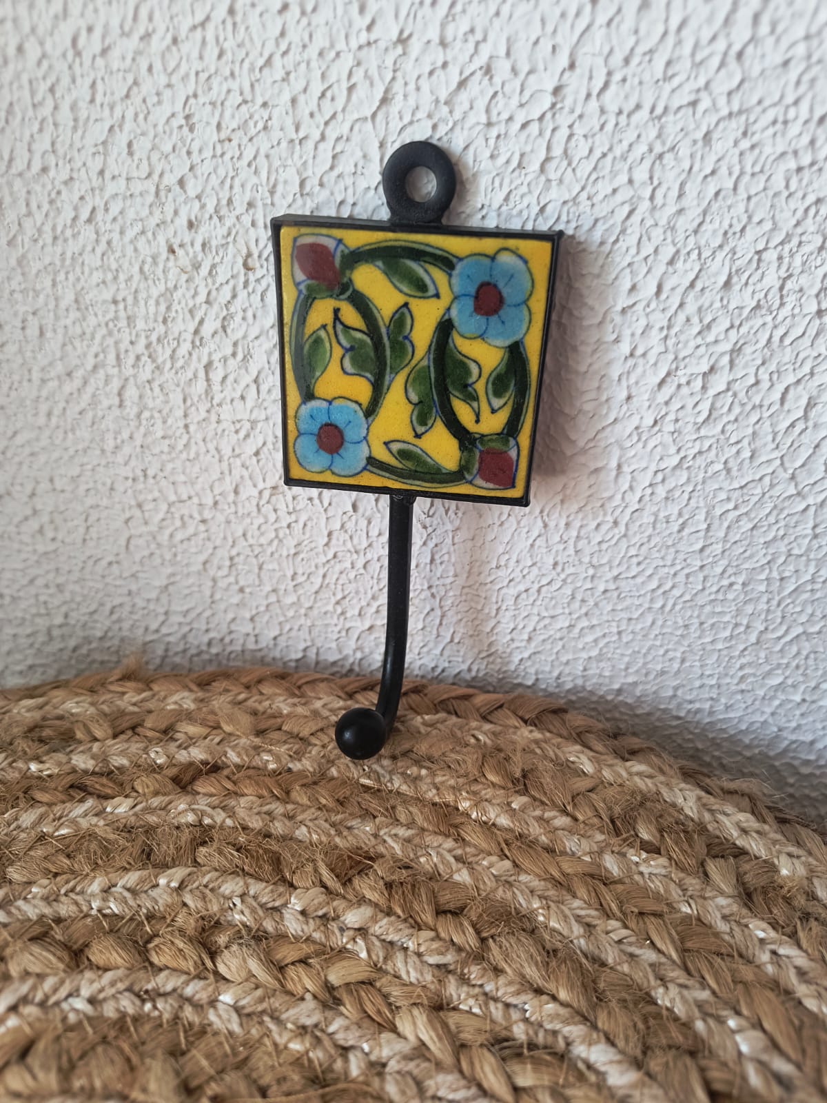 BLUE POTTERY WALL HOOK SMALL