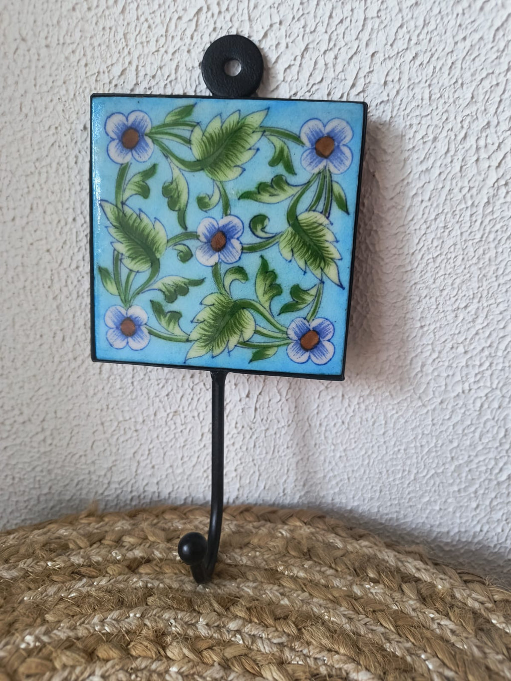 BLUE POTTERY WALL HOOK SMALL