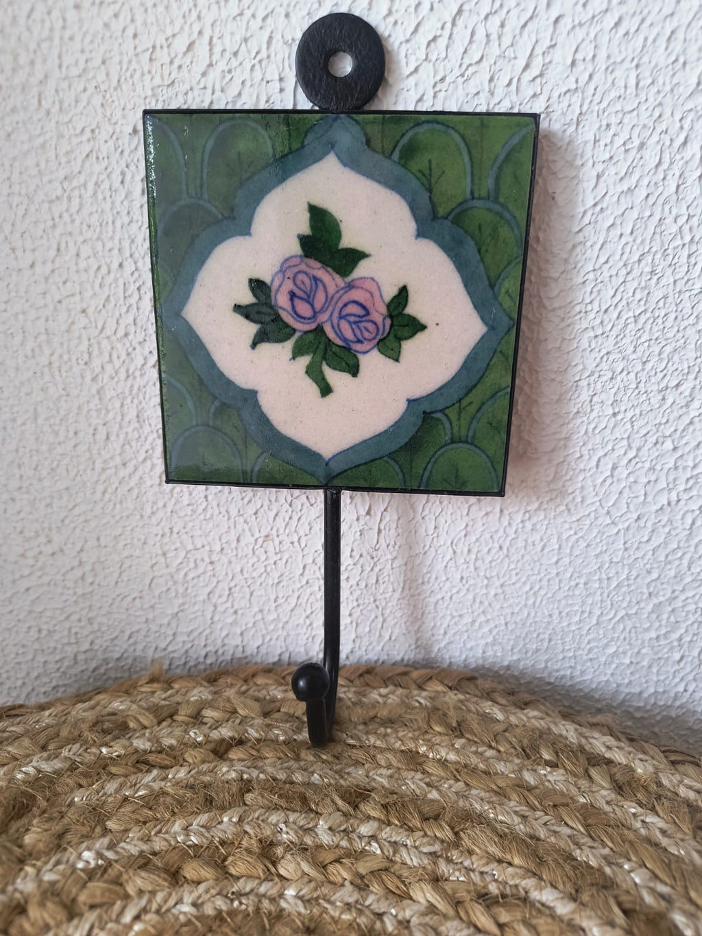 BLUE POTTERY WALL HOOK LARGE