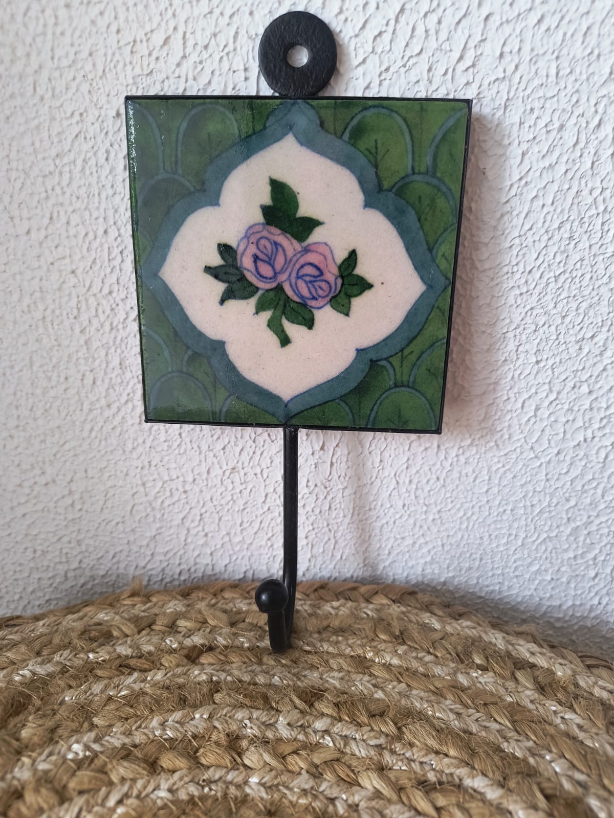 BLUE POTTERY WALL HOOK LARGE