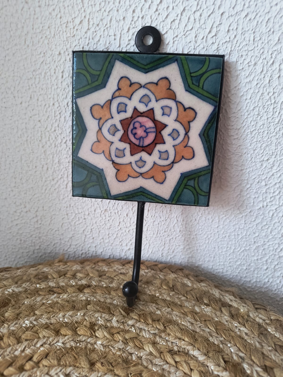 BLUE POTTERY WALL HOOK LARGE