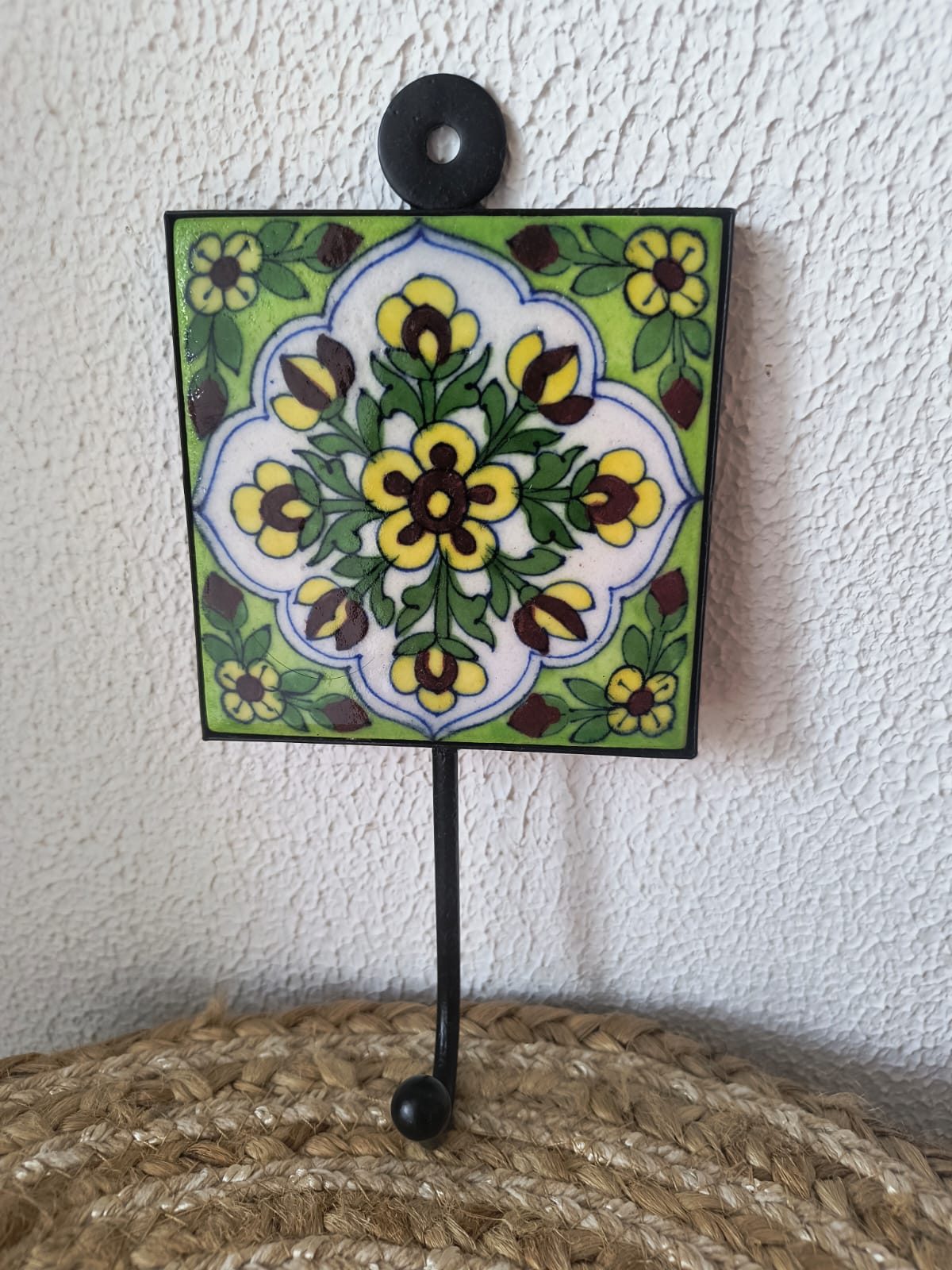 BLUE POTTERY WALL HOOK LARGE