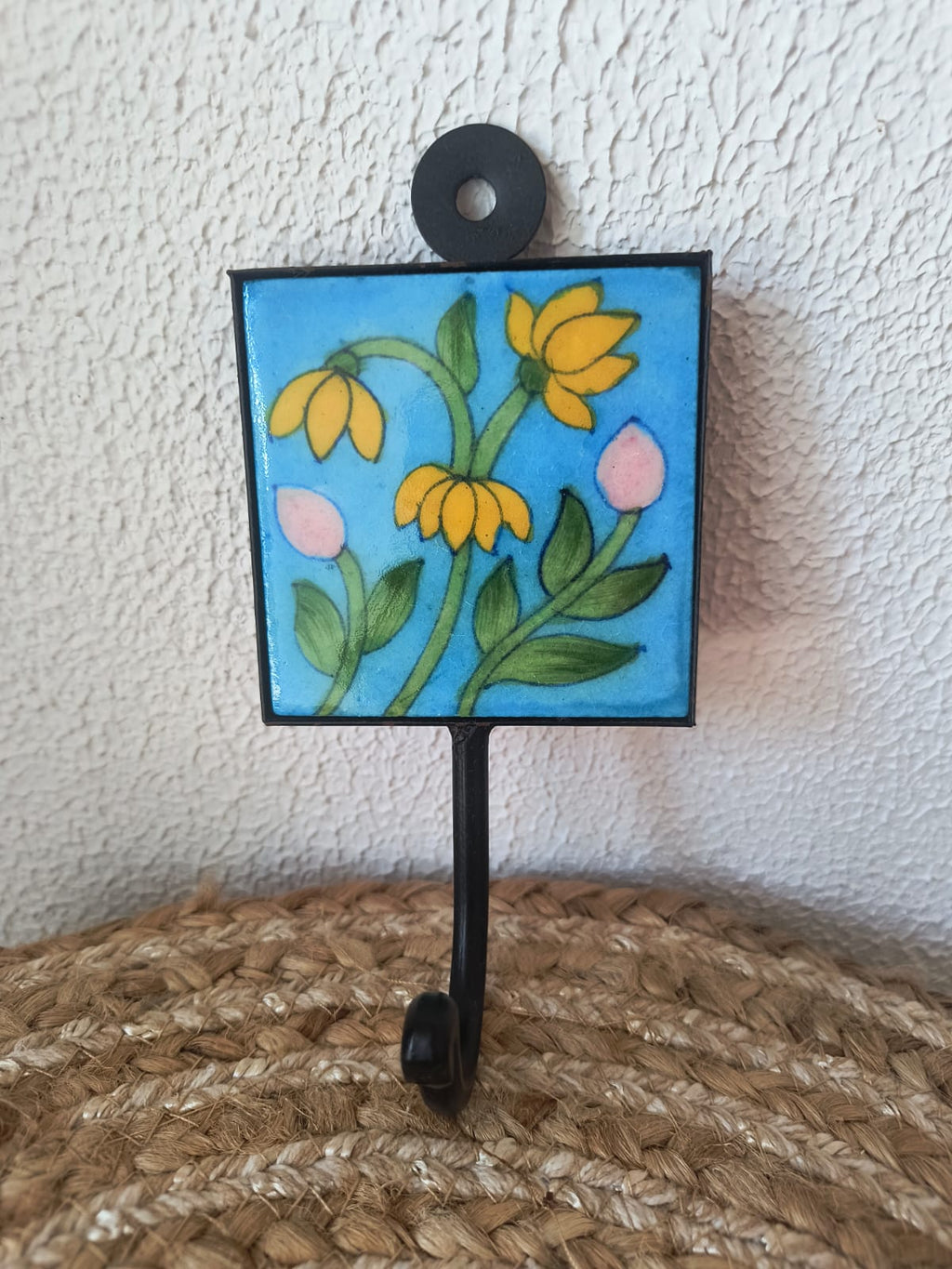 BLUE POTTERY WALL HOOK