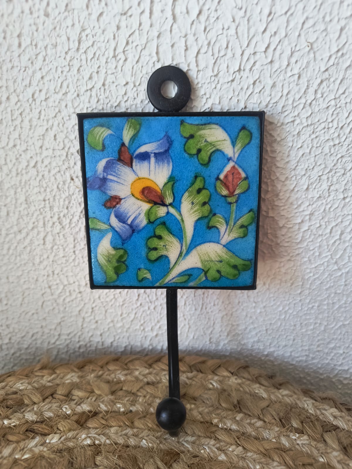 BLUE POTTERY WALL HOOK
