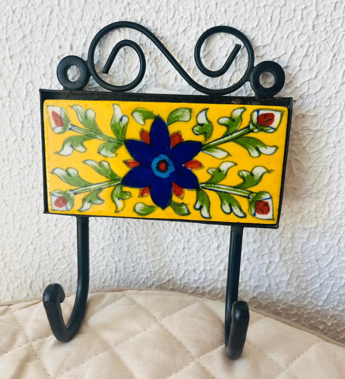BLUE POTTERY WALL HOOK