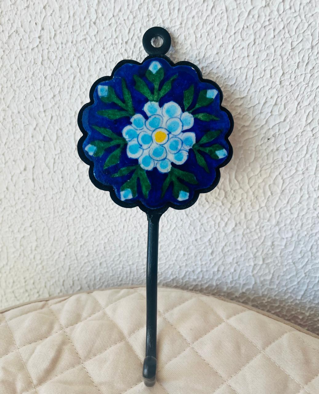 BLUE POTTERY WALL HOOK