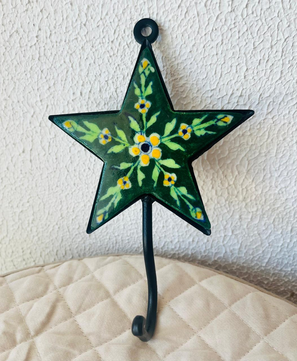 BLUE POTTERY WALL HOOK