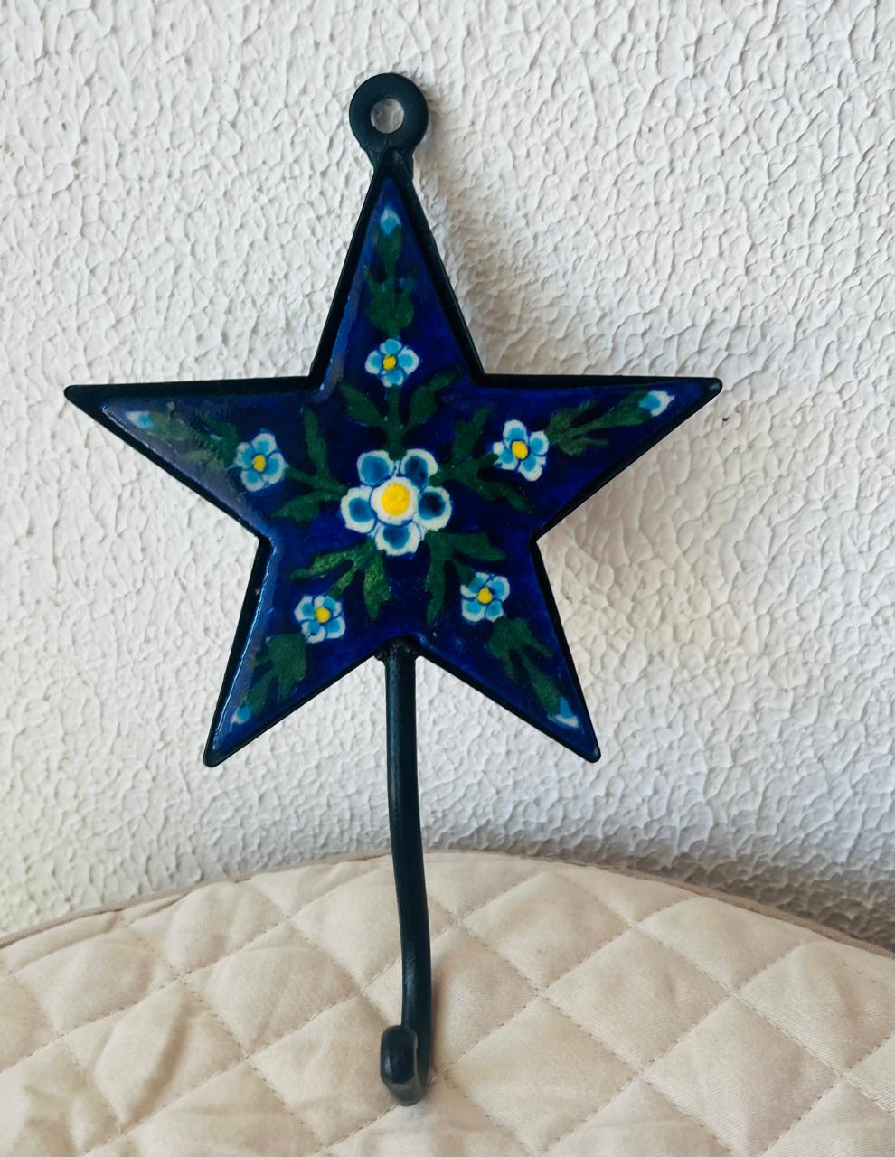 BLUE POTTERY WALL HOOK