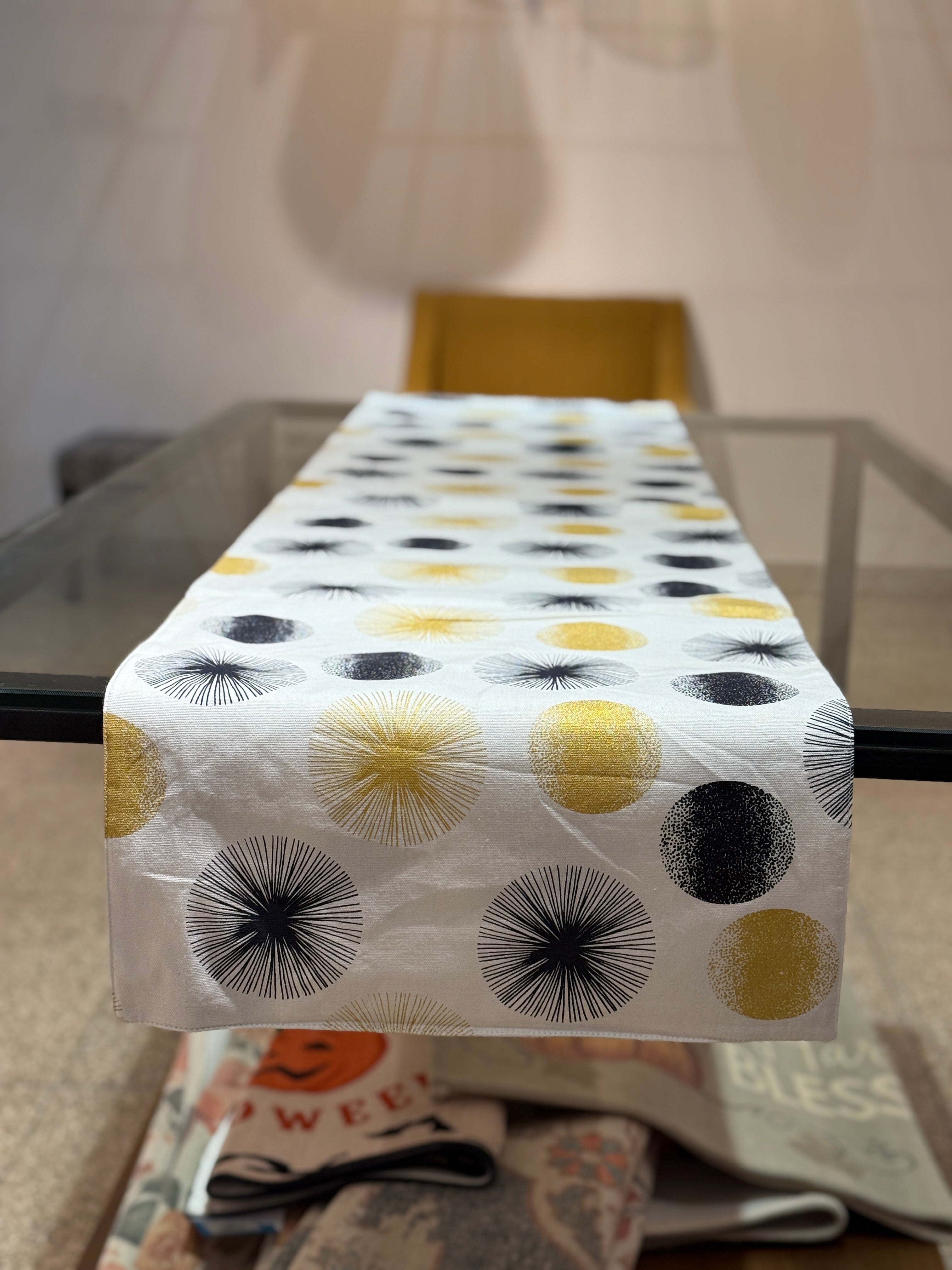 Table Runner White with Designs