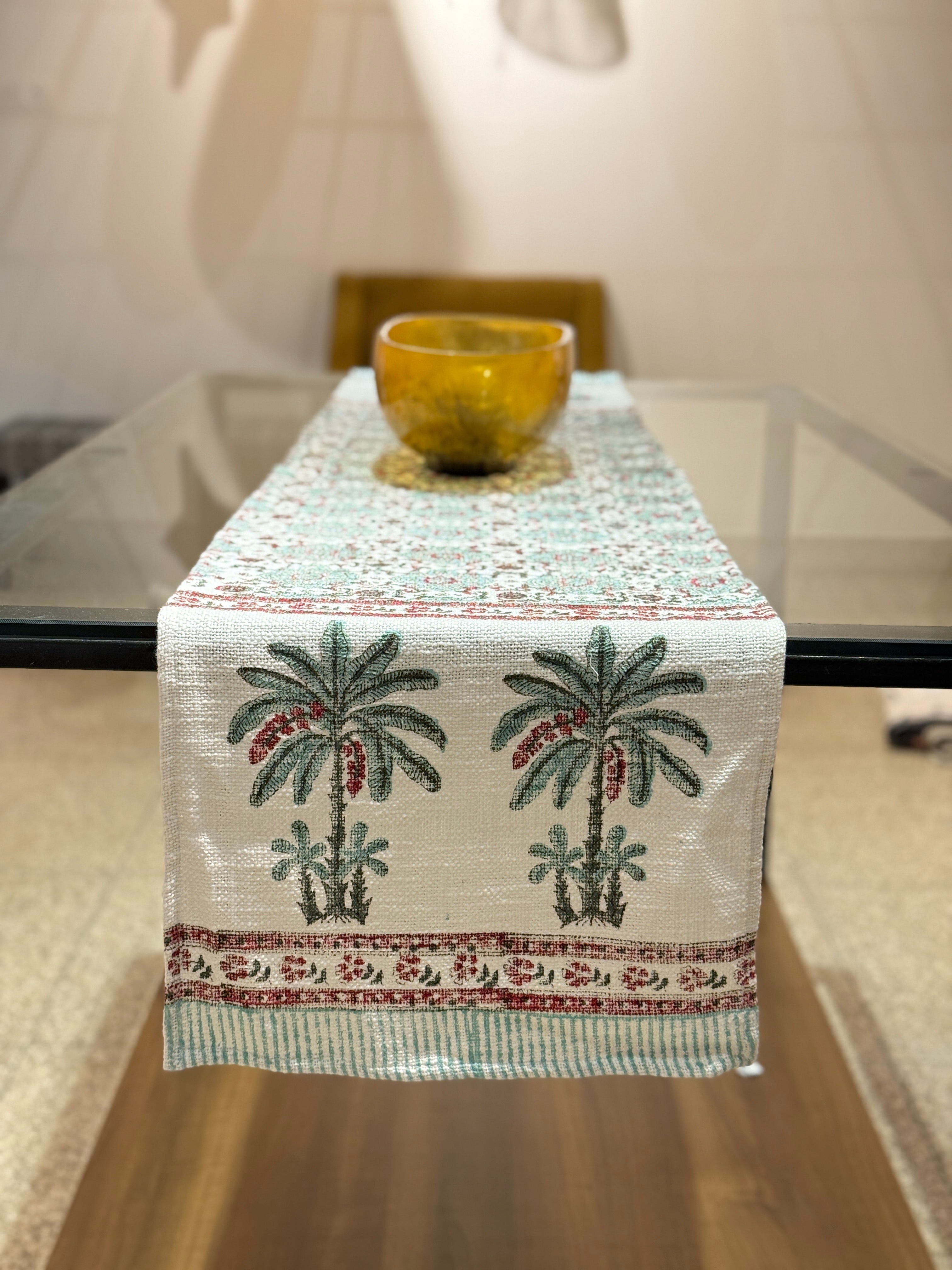Handcrafted Cotton Jute Hand Block Print Table Runner